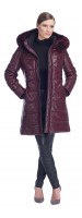 Milly Burgundy Leather Puffy Coat